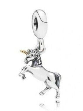Pandora Sterling Silver & 14K Gold Two Tone Unicorn Bead Dangle Charm